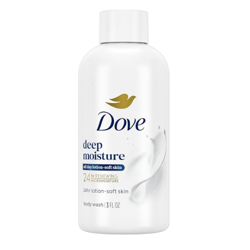 Dove Body Wash Deep Moisture for 24hr Lotion-Soft Skin Moisturizing Skin Cleanser with No Sulfates No Parabens 3 oz